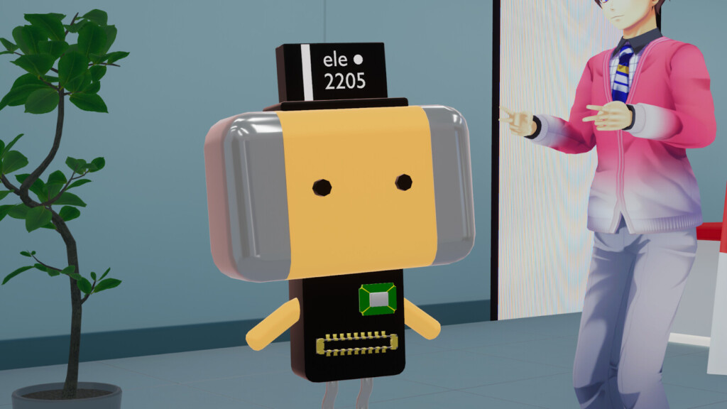 京セラのマスコット「えれたん」がいる基板や電子部品を元としたロボットのような形をしている