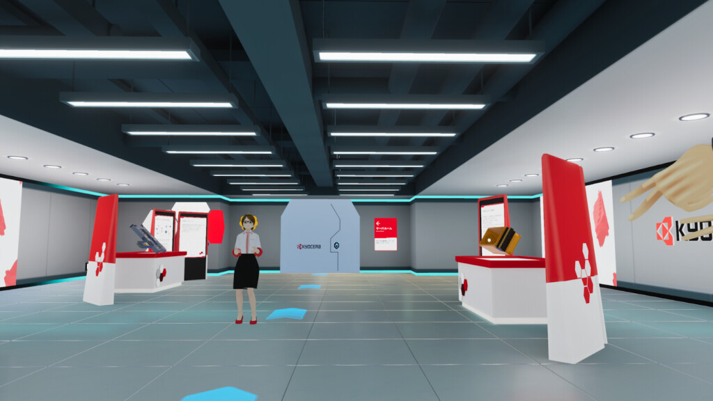 セラミック多層パッケージのコーナー対面して展示が並んでいる