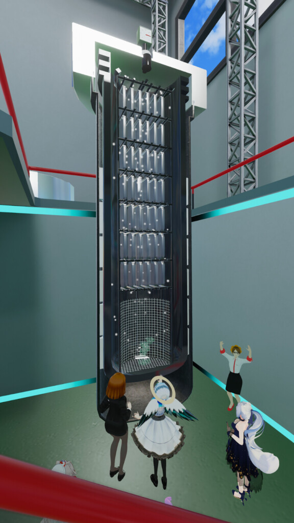 オートクレーブの断面中でラスカが溶け出し、人工水晶になるところが見られる