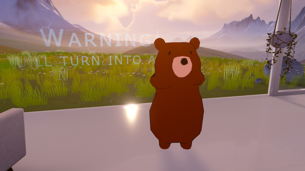 外に出ようとする筆者（クマ）の写真