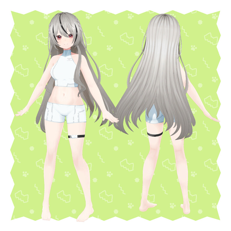 アウターを外した状態のウルフちゃんの全身の前と後ろの画像