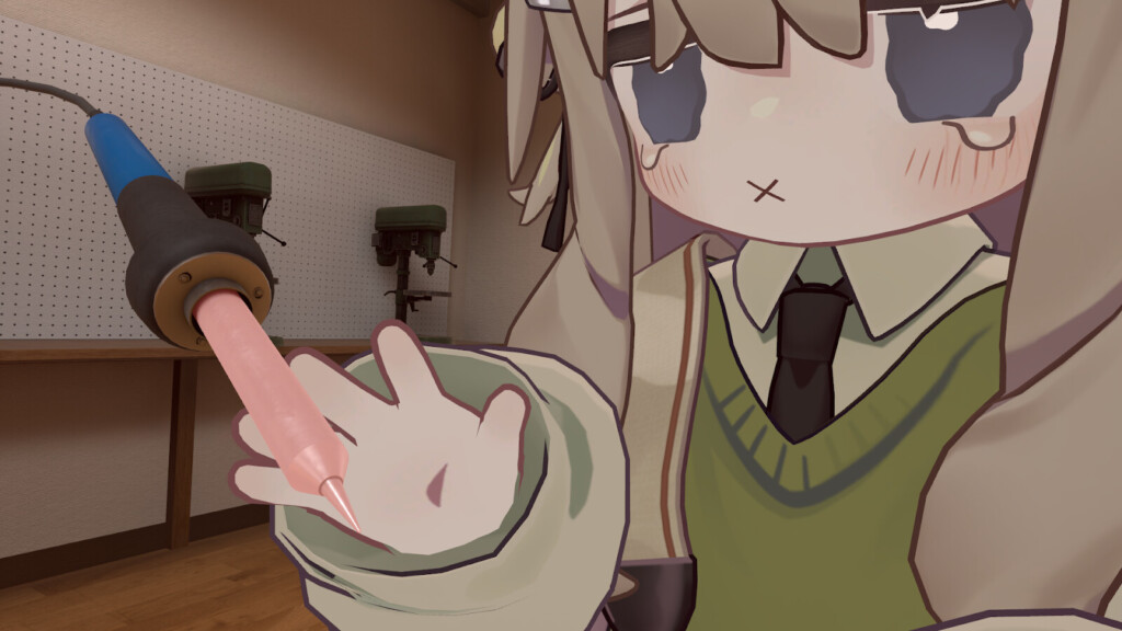 熱くなっているこてに触れてしまった画像