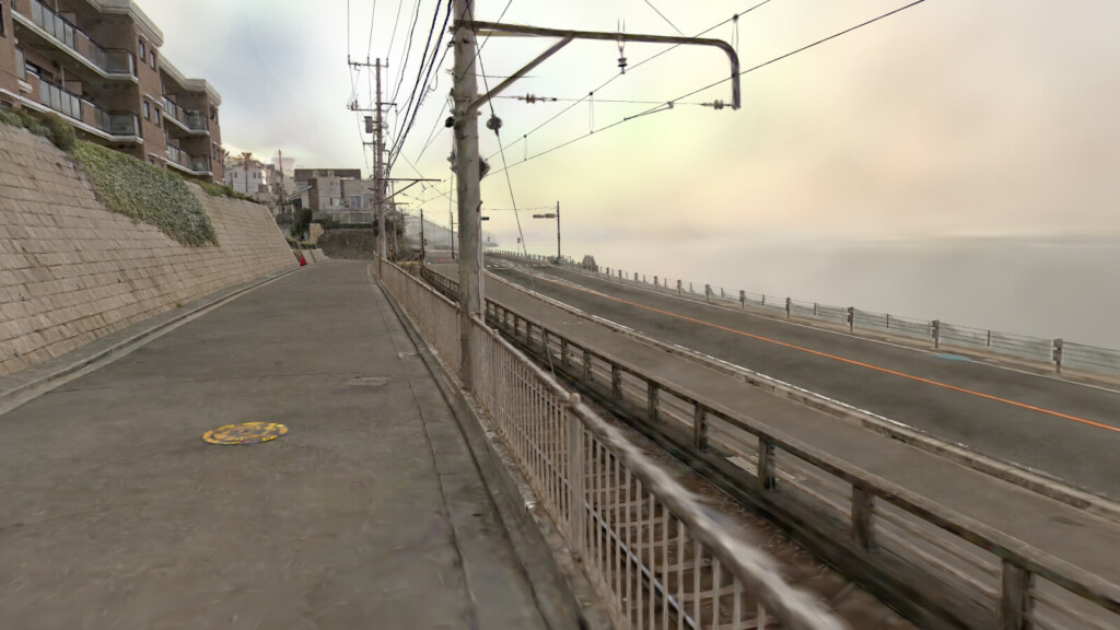 ワールド内の歩道と線路の画像