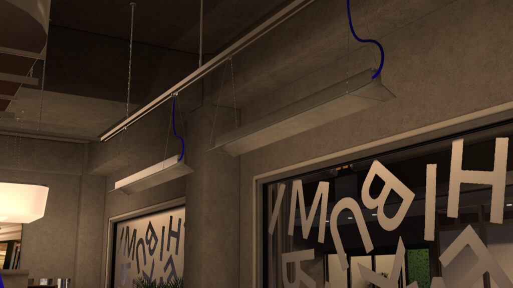 店内の照明の写真